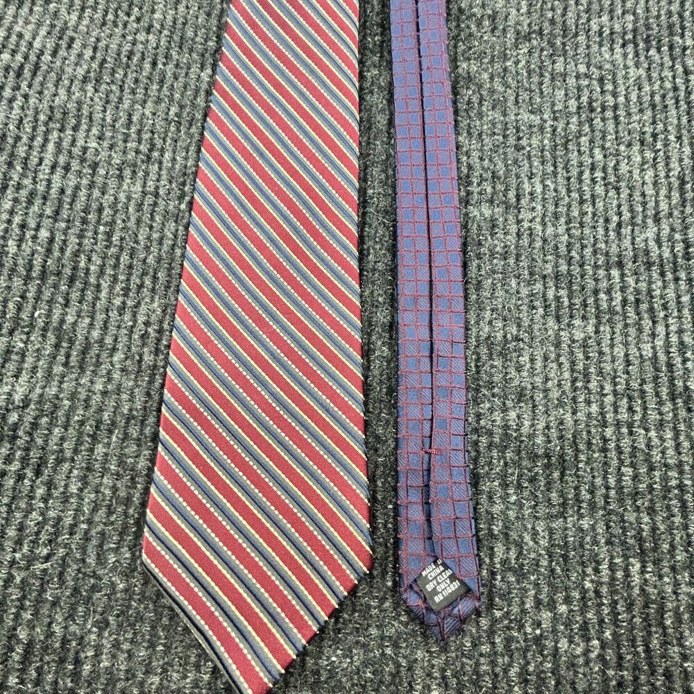 Pronto Uomo Mens Neck Tie Blue Red Gold 100% Silk Blue Geometric Classic Stylish